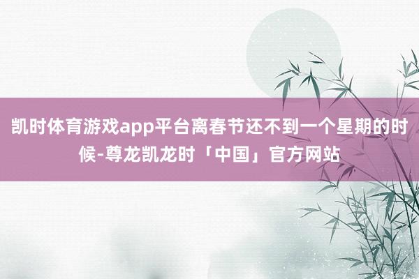 凯时体育游戏app平台离春节还不到一个星期的时候-尊龙凯龙时「中国」官方网站