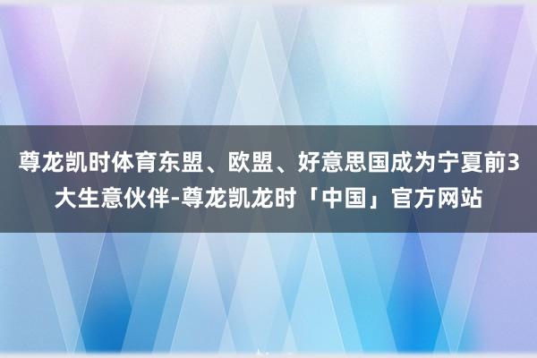 尊龙凯时体育东盟、欧盟、好意思国成为宁夏前3大生意伙伴-尊龙凯龙时「中国」官方网站