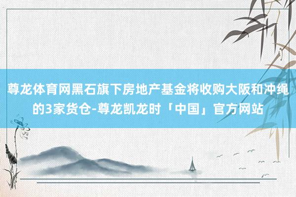 尊龙体育网黑石旗下房地产基金将收购大阪和冲绳的3家货仓-尊龙凯龙时「中国」官方网站